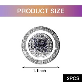 Irinidig 2 PCS Bling Car One-Button Start Button Outer Ring Sticker, Sparkling Rhinestones Fully Protect Button Anti-Scratch Cover, Self-Adhesive Decorative Accessories, Suitable for Cars (White)