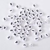 Ludthaw 100Pcs Number Beads,White Acrylic Number Beads 7x4mm Plastic Round
