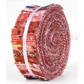 Soimoi 40Pcs Geometric & Texture Print Precut Fabrics Strips Roll Up 1.5x42inches Cotton Jelly Rolls for Quilting - Red