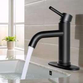 SOKA Bathroom Faucet Single Handle Black Bathroom Sink Faucet Matte Single Hole Basin Vanity Faucet 1 or 3 Hole Bathroom Faucet Single Handle Bathroom with Pop-up Drain & Deck Plate