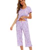 ENJOYNIGHT Womens Pajama Sets Cotton Summer Pjs Tops with Capri