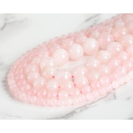 CMBYN - 200 abalorio redondas de piedra natural de 4 mm, cuarzo rosa auténtico, abalorio sueltas de piedras preciosas para pulseras, collares, arete, tamaño del agujero de 1 mm (cuarzo rosa rosa, 4 mm