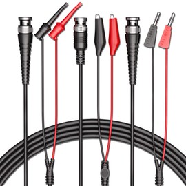 Cleqee BNC Test Leads Set Oscilloscope Test Leads Kit BNC to Alligator Crocodile Clips, Hook Clips, Dual Stackable Banana Plug Cable Wires