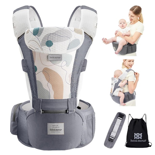 Bebamour Baby Carrier Newborn to Toddler-Baby Hip Carrier Front and