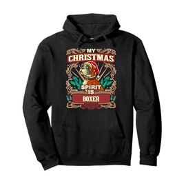 Boxer My Christmas Spirit Dog Santa Claus Elf Reindeer Pullover Hoodie