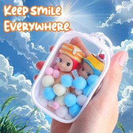 Mity rain 2PCS Clear Figure Display Bag With Keychain For Sonny Baby, Blind Box Display Case, Great Carrying Case Gift For Mini Figure/Doll Collectors