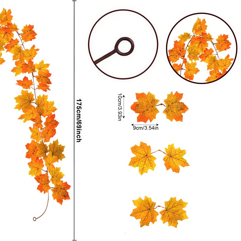 Autumn Garland - 5.8Ft Autumn Decorations Hanging Maple Leaf Garland