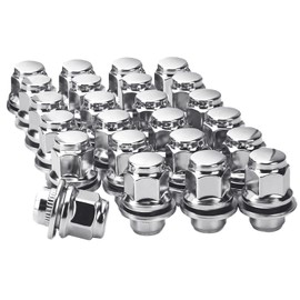 24 Pcs M12x1.5 Lug Nuts with Mag Flat Seat, 13/16'' Hex 1.46'' Long Chrome Wheel Lug Nut Compatible with Tacoma 4runner Cruiser Corolla Fj