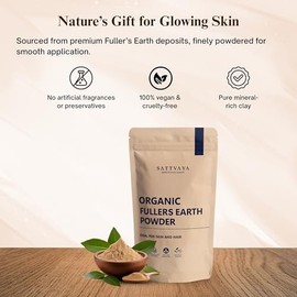 Multani Mitti (Fuller’s Earth) Powder – 100% Pure & Natural Face Mask for Skin Care, Oil Control & Deep Cleansing (6.4 oz)