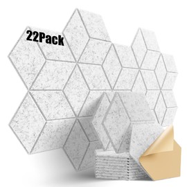 Dailycooper 22 Pack Self-adhesive Acoustic Panels 12" X 10" X 0.4" - Sound Proof Foam Panels with High Density, Y-Lined Design, Flame Resistant, Absorb Noise and Eliminate Echoes(Silver Gray)