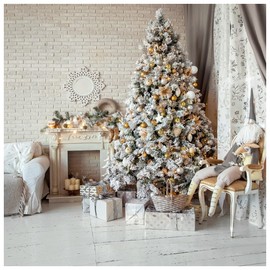 WOLADA Christmas Backdrop White Christmas Backdrop Christmas Living Room Backdrop Christmas Backdrops for Photography Christmas Backdrop 10x10FT 10800