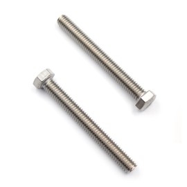 cSeao 10pcs 1/4-20 x 4-1/2" Hex Head Bolts Screws, Full Thread, Plain Finish, F593C 18-8 304 Stainless Steel