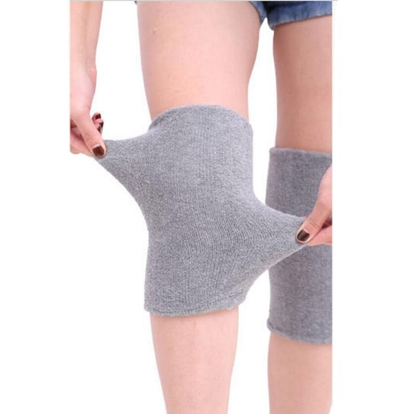 1Pair Supper Elastic Towel Knee Pads Dance Protection Cover Elderly Leggings Support Sports Fitness Unisex Winter Warm Thermal Knee Sleeves For Joint Pain Arthritis Relief Lady Men (Grey)