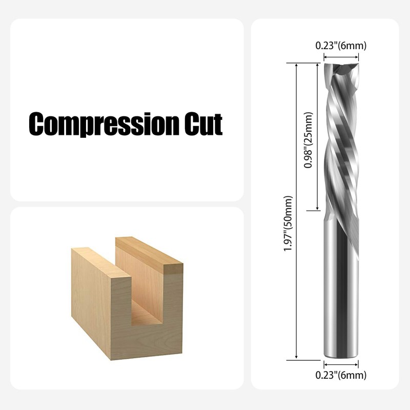 2 Flute Router Bits - Up Down Cut Compression Spiral