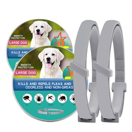 2Pcs Collar para Perro,Collar Impermeable, Cuello Ajustable,para Perro Chico,para medianos, para Perro Grande, 8 Meses de prevención (Dos Tallas Grandes-A)