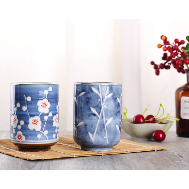 WHJY 10oz Transitional Chinese/Japanese style Handle-less Ceramic Tea cups teacup,