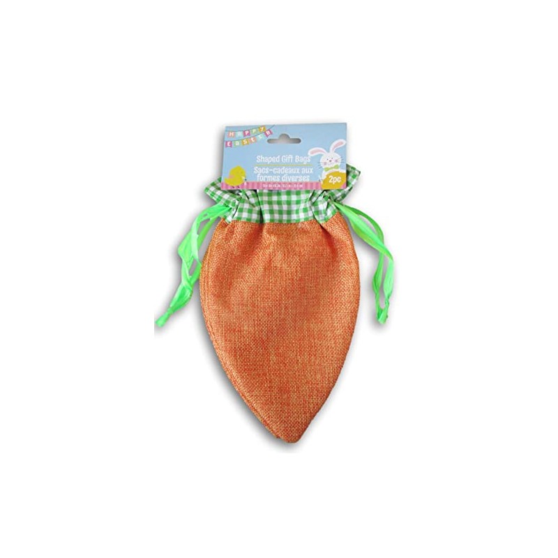 The Spring Shop Easter Fabric Carrot Shaped Drawstring Gift Bags