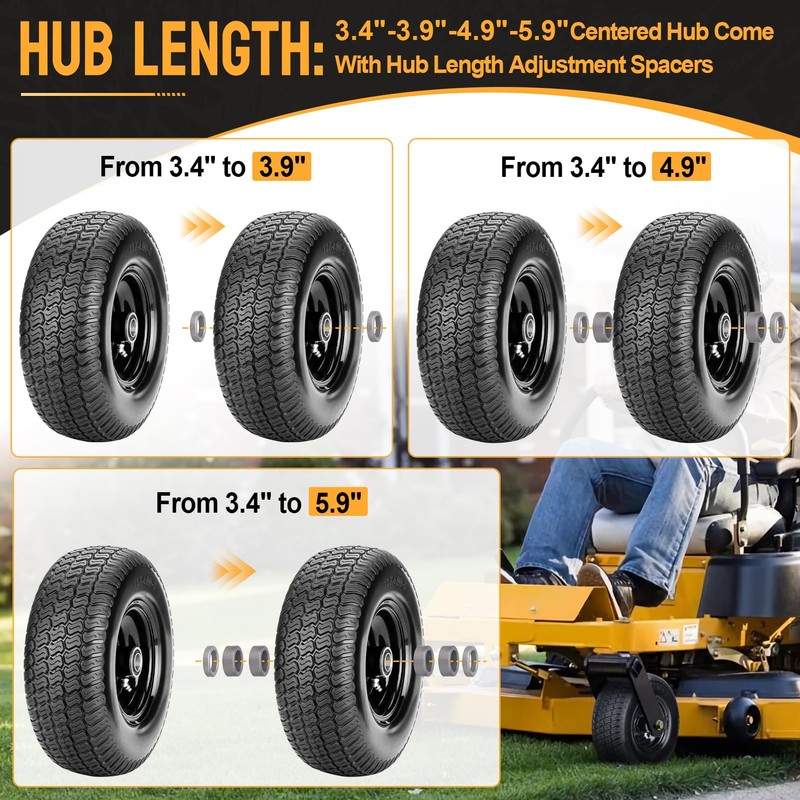 11x4.00-5 Flat Free Lawn Mower Tires, Zero Turn Mower Front