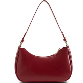 Shoulder Bag for Women Trendy Crossbody Purse Vegan Leather Clutch Handbag with 2 Adjustable Removable Straps (red)