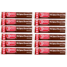 Necco Wafers Original Chocolate Flavored Hard Candy Rolls Bundle of 12 Rolls 2 Ounce Pack of 12