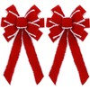 2 Pack Large Red Christmas Bows Outdoor Decorations,11”x 20” Velvet
