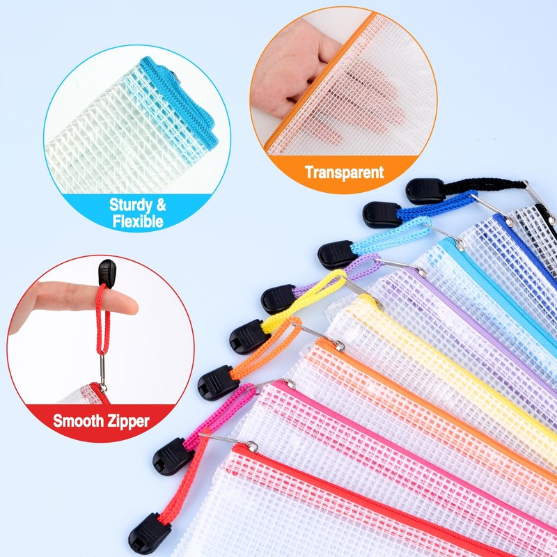 Pack of 40 A6 Document Wallets, Waterproof Document Bag, Zip