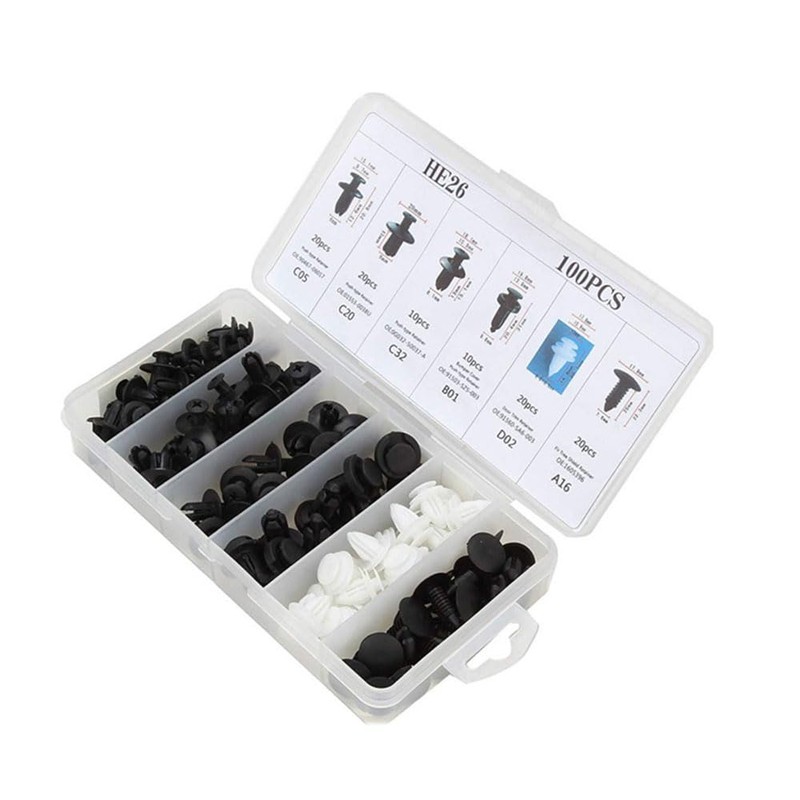 Bombinate Car Bumper Clips (6 Types, Set of 100 +