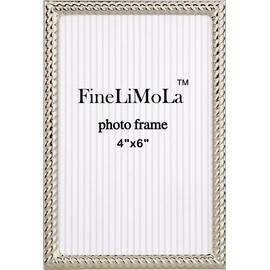 4x6'' Silver Rope Design Metal Picture Frames 2 Pack with Hi Quality Velvet Backing and Real Glass Front,Silver Photo Frame 6x4'' for Desktop Display Or Wall Hanging