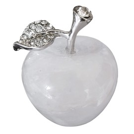 Lovionus89 Natural White Quartz Apple Statue, Healing Crystal Figurine Sculpture Home Ornament Wedding Decoration 3 cm