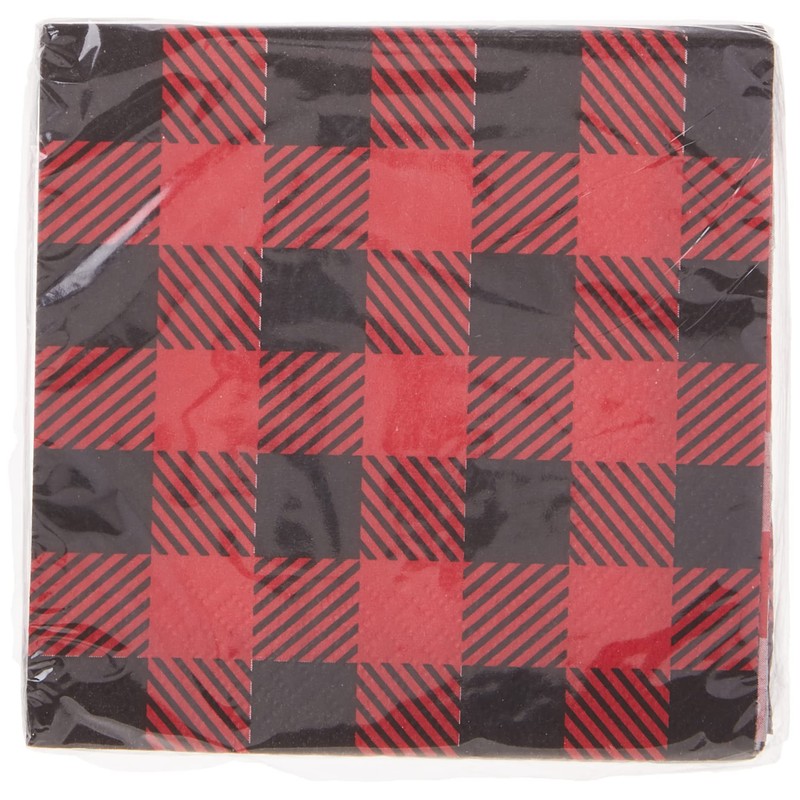 Unique Plaid Lumberjack Beverage Napkins - 5' x 5', 16