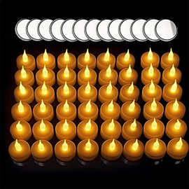 Paquete de 48 velas LED que funcionan con pilas, con 20 pilas adicionales para crear un ambiente cálido, con velas brillantes que parpadean naturalmente, sin aroma y con pilas incluidas