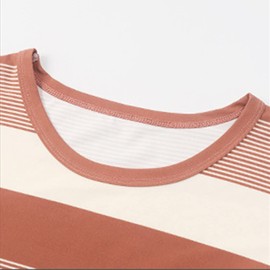 Celucke Women's Soft Striped Gradient Pajama Set, Long Sleeve Loose Wear Comfortable Sleepwear Nightwear Suit for Relaxation, Satin Pyjamas For Women, Pj Shorts Set, Ladies Comfort Lounge Wear Orange