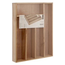 Premier Housewares 1103912 5 Compartment Cutlery Tray, 5 x 30 x 38 cm - Birchwood