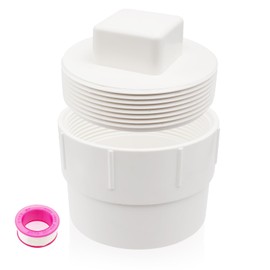 4" PVC Sewer Cleanout Adapter with Plug and Tape Durable Flush Sewer Cleanout Cap for Outdoor Garden, RVs, Residential & Commercial Drainage Piping Systems