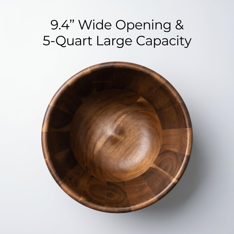 Exquimac 5 Qt Acacia Wood Mixing Bowl for 4.5 and
