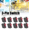 10pcs Red Light Illuminated Snap-in Boat Rocker Switch Toggle Power3