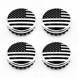 Forten Kingdom 4 Pieces Set 83mm 3.25" New Styling American US Flag Pattern Car Wheel Hub Center Cap Hubcaps 22837060 Black Silver