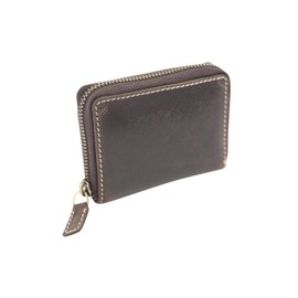 Credit card holder with zipper and notes compartment vertical format LEAS, Genuine Leather, brown - ''LEAS Vintage-Collection''