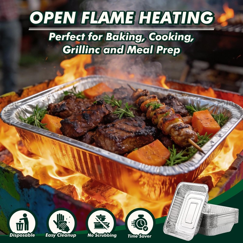 9x13 Aluminum Foil Pans 30 Pack, Disposable Baking Pan for