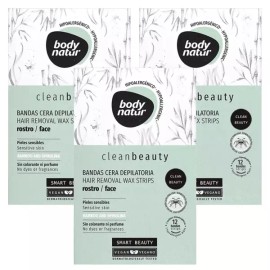 BodyNatur 바디네이처 클린뷰티 헤어리무벌 왁스스트립 페이스 12매 x3개 /잔털 얼굴 제모 Body Nature Clean Beauty Hair Removal Wax Strip Face 12ea x 3 / Facial Hair Remover