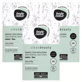 BodyNatur 바디네이처 클린뷰티 헤어리무벌 왁스스트립 페이스 12매 x3개 /잔털 얼굴 제모 Body Nature Clean Beauty Hair Removal Wax Strip Face 12ea x 3 / Facial Hair Remover