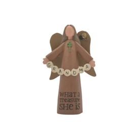 Feather & Grace Angel Holding Sign Hand Painted Decorative Figurine Resin with What a Treasure She Is Message Pefect Decortation for Living Room, Bookshelf, Desk Gift for family