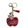 Popfizzy Teacher Keychain Accessories for Women, Rhinestone Red Apple Backpack