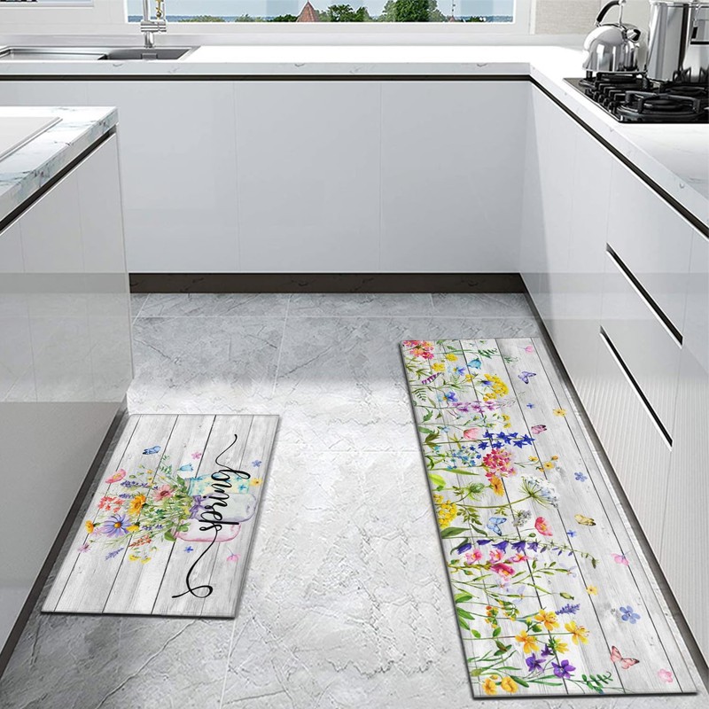Twyt decor Spring Kitchen Rug Set of 2,Non-Slip Washable Kitchen