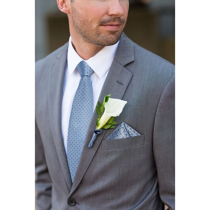 DiBanGu Mens Light Blue Ties Set Classic Woven Necktie with