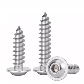 FandWay M4 x 8/12/16/20/25mm 304 Stainless Steel Hex Socket Head With Washer Self-Tapping Screws (100-Pieces Silver Set)