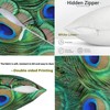 Doobicy 18X18 Inch Peacock Feather Throw Pillow Covers Set of