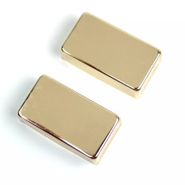 mLaval Guitar Parts Metal Regular Humbucker Pickup Cover No Pole holes ,Gold Plated (set of 2)