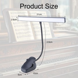 Cerioll Superhell Notenpultleuchte Licht, Notenständer LED-Licht, 3 Farben & 5 Helligkeiten, Mit 30-LED, Wiederaufladbar, Perfekt Für Klavierständer, Gitarre, Lesen (Schwarz)