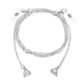 uxcell Beaded Glasses Chain, Triangle Eyeglass Chain Eyewear Retainer Eyeglasses Strap Holder Around Neck Sunglasses Chains for Women Girls, Silver